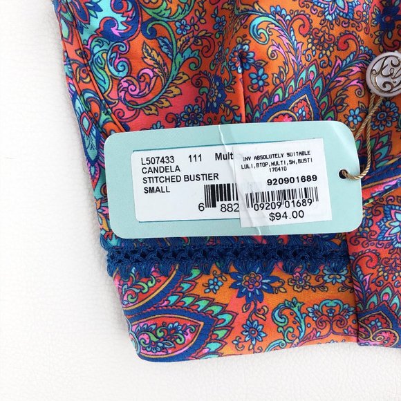 NWT Luli Fama Candela Stitched Multicolor Bustier Underwire Bikini Top Small - Picture 8 of 8